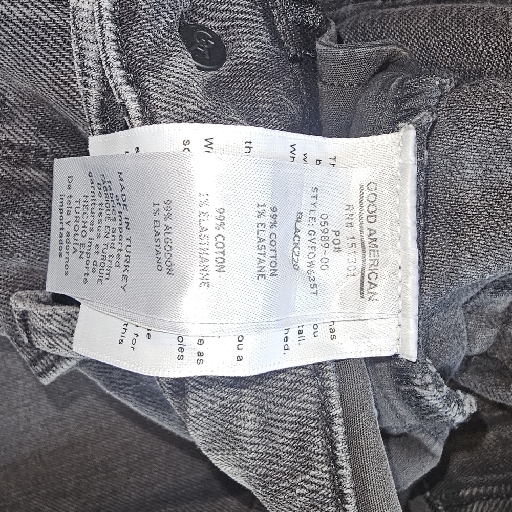 Good American Black Wash Straight Jeans Size 4 / 27 High Rise Denim - Picture 6 of 7